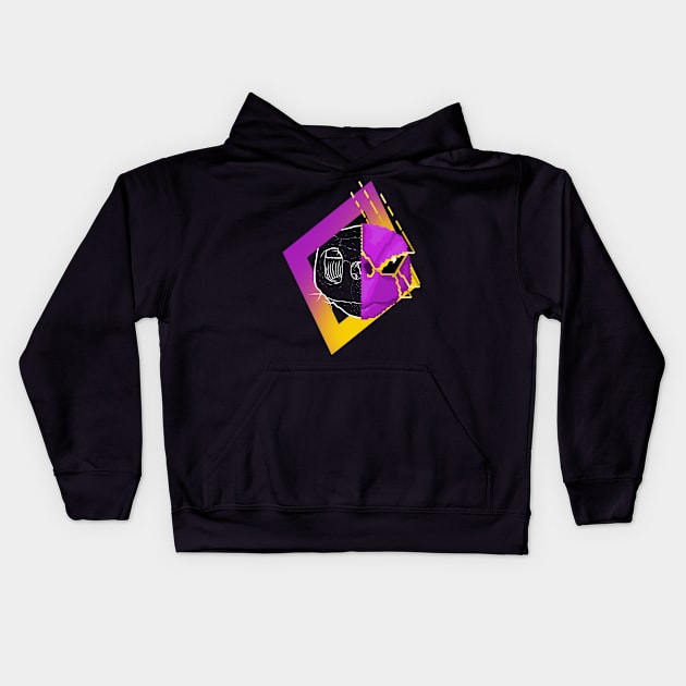 New Retro Wave Turtle Skull Pixelart Kids Hoodie by ExplosiveBarrel